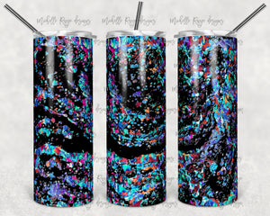 Multicolored Glitter Holographic Black Power Wash