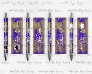 2023 Graduation Purple and Gold Pen Wraps Set 1