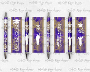 2023 Graduation Purple and Gold Pen Wraps Set 5