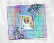 Load image into Gallery viewer, Purple Teal Flowers Frame with Place for Picture Watercolor