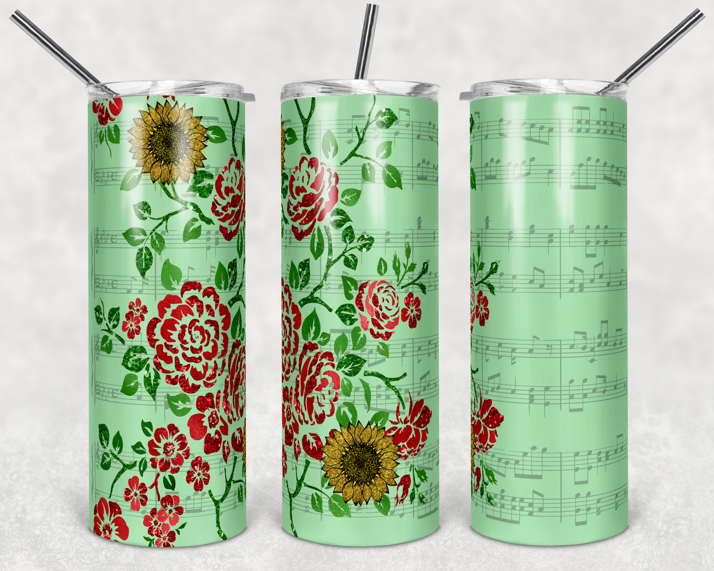 Rose and Sunflower with Sheet Music