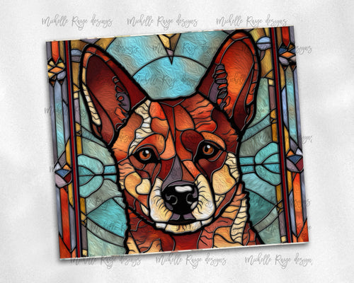 Red Heeler  Dog Stained Glass