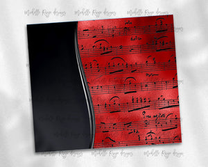 Red and Black Sheet Music with Black Swish Blank