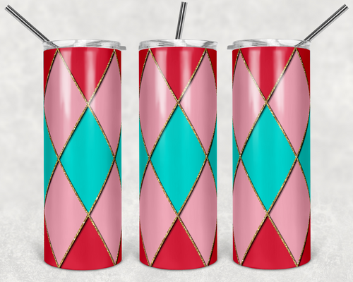 Red Pink Teal Gold Diamond Argyle