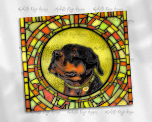 Rottweiler Dog Stained Glass