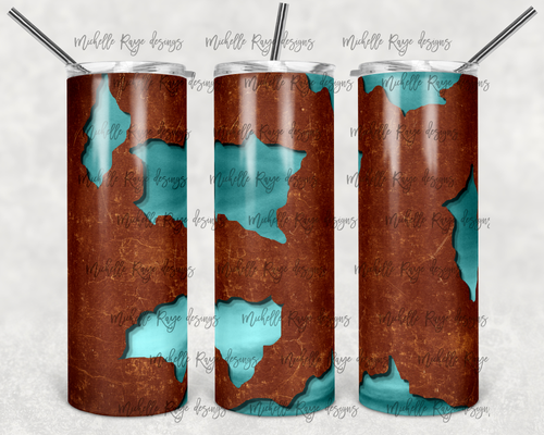 Rustic Leather Teal Peek A Boo