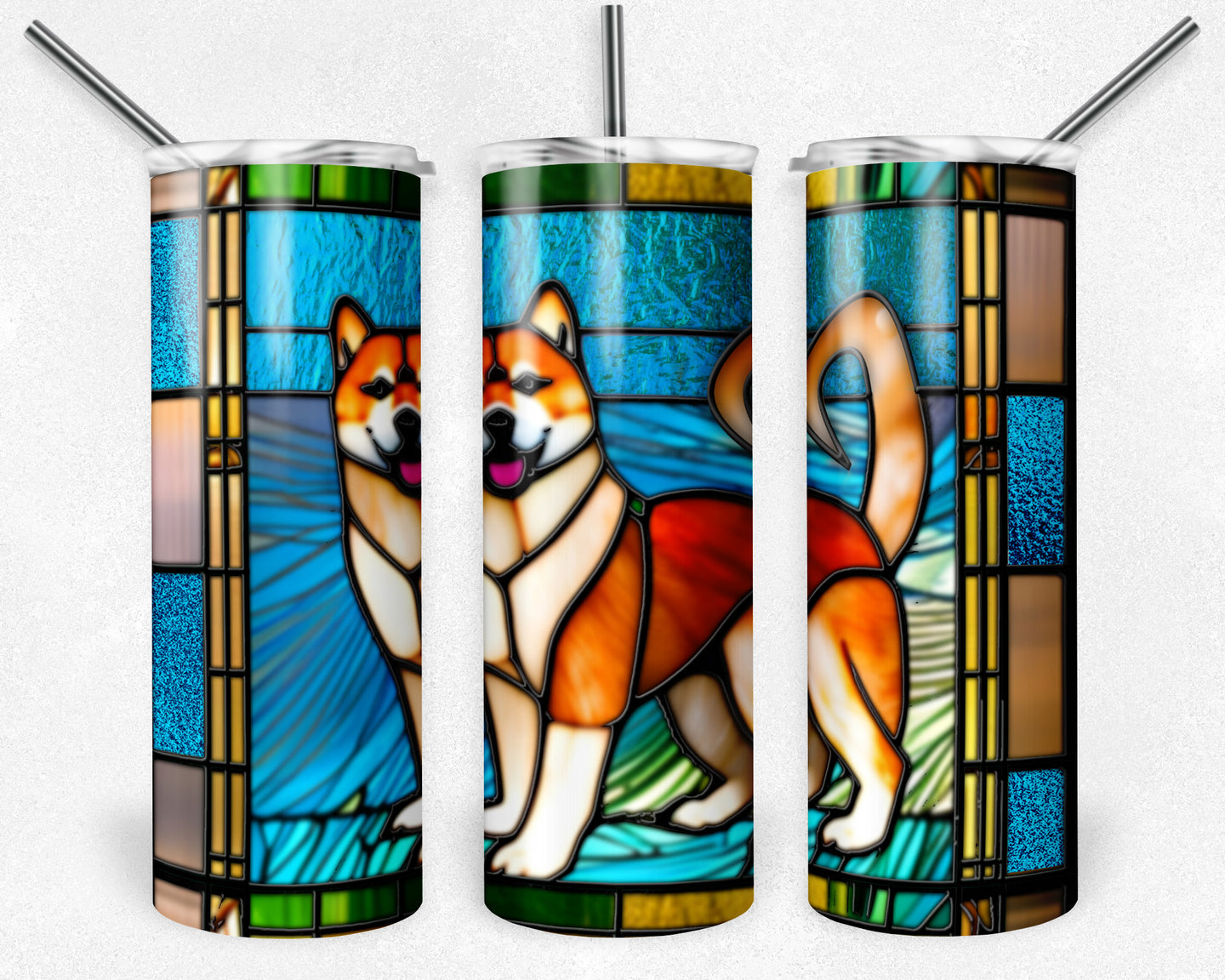 Shiba Inu Dog Stained Glass