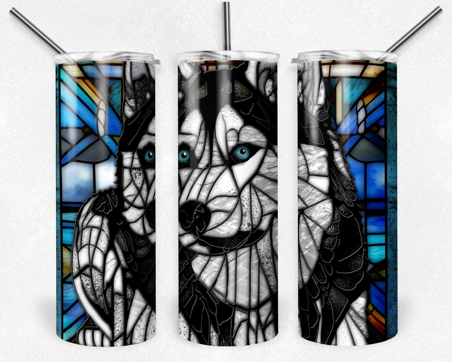 Siberian Husky Dog Stained Glass