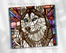 Load image into Gallery viewer, Siberian Husky Coral and Tan Dog Stained Glass