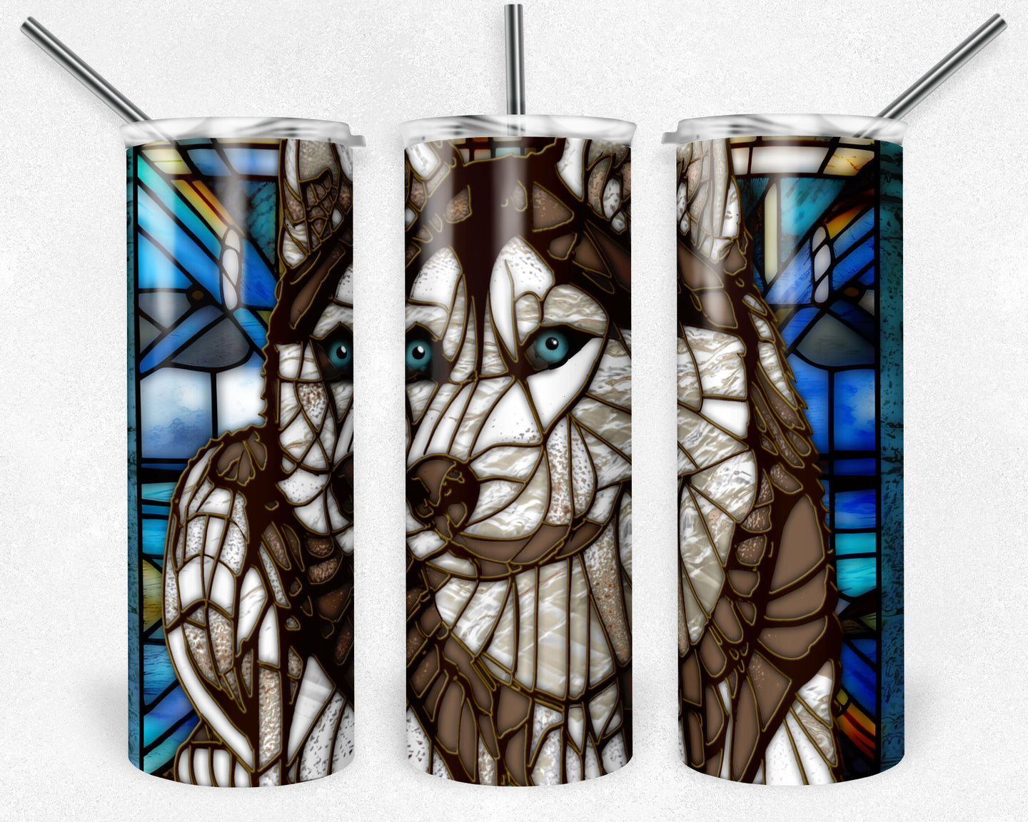 Siberian Husky Tan Dog Stained Glass