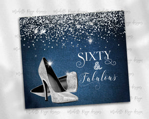 Sixty and Fabulous Denim Glitter High Heels