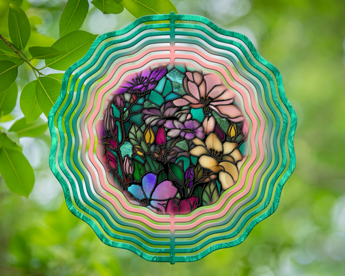 Wildflowers Stained Glass Wind Spinner 10