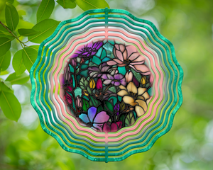 Wildflowers Stained Glass Wind Spinner 10"
