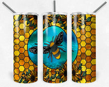 Load image into Gallery viewer, Floral Bee Stained Glass Tumbler