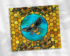 Floral Bee Stained Glass Tumbler