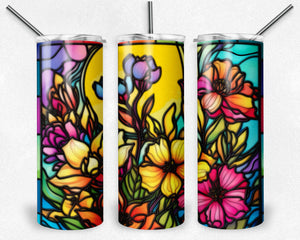 Bright Flowers Stained Glass Design