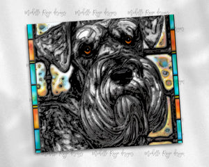 Schnauzer Black and White Dog Stained Glass