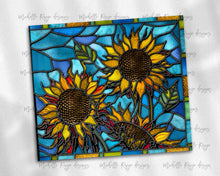 Load image into Gallery viewer, Blue Sunflowers Stained Glass
