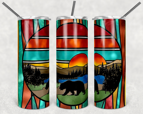 Retro Bear Stained Mosaic Glass