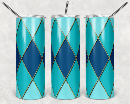 Teal Blue Gold Diamond Argyle