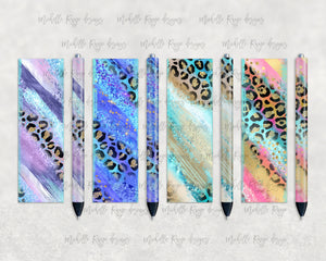 Teal Leopard Milky Way Epoxy Pen Wraps Set