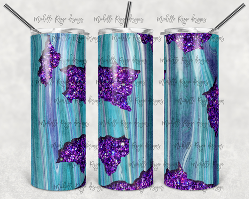 Teal Wood with Purple Peek A Boo