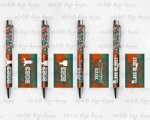 2023 Graduation Teal and Orange Pen Wraps Set 3