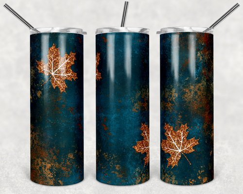 Teal Fall Leaves Blank
