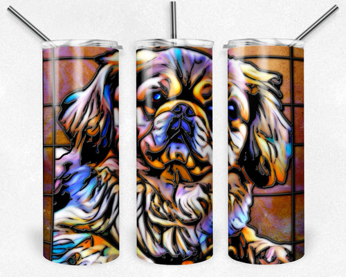 Colorful Tibetan Spaniel Dog Stained Glass