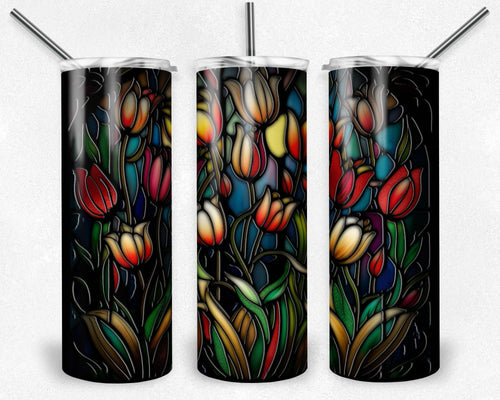Tulips stained Glass - vivid colors