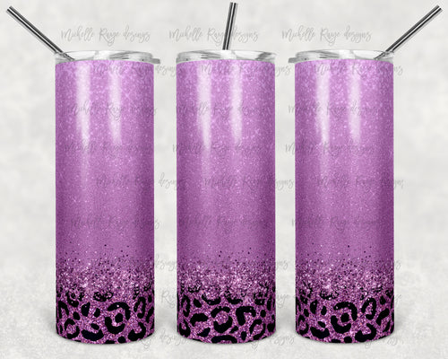 Violet Glitter Leopard Print Ombre