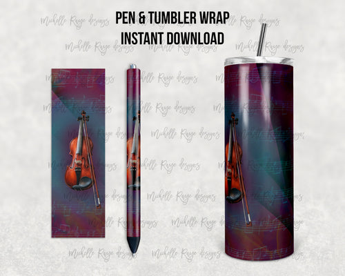 Purple Watercolor Violin and Sheet Music Combo
