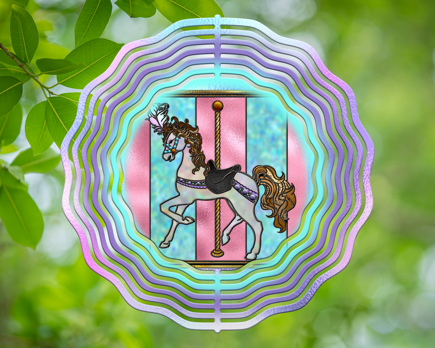 Carousel Horse Stained Glass Wind Spinner 10