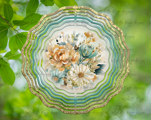 Boho Watercolor Flowers with Gold Flakes Wind Spinner
