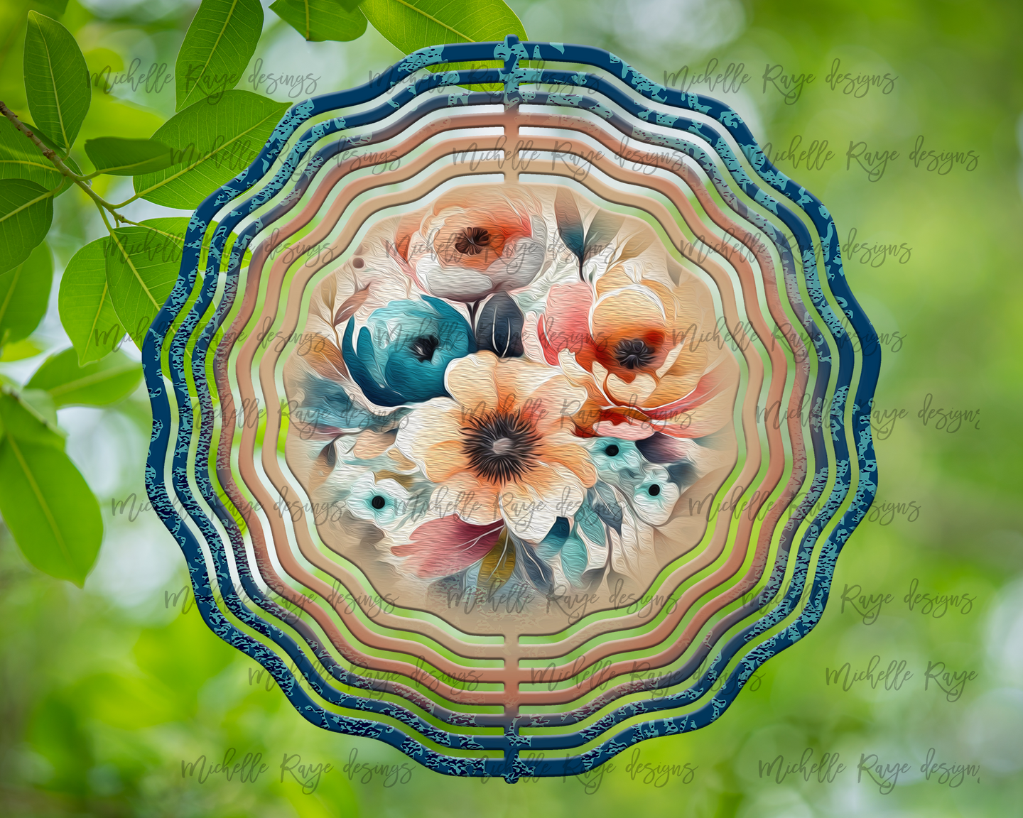 Boho Watercolor Florals Wind Spinner