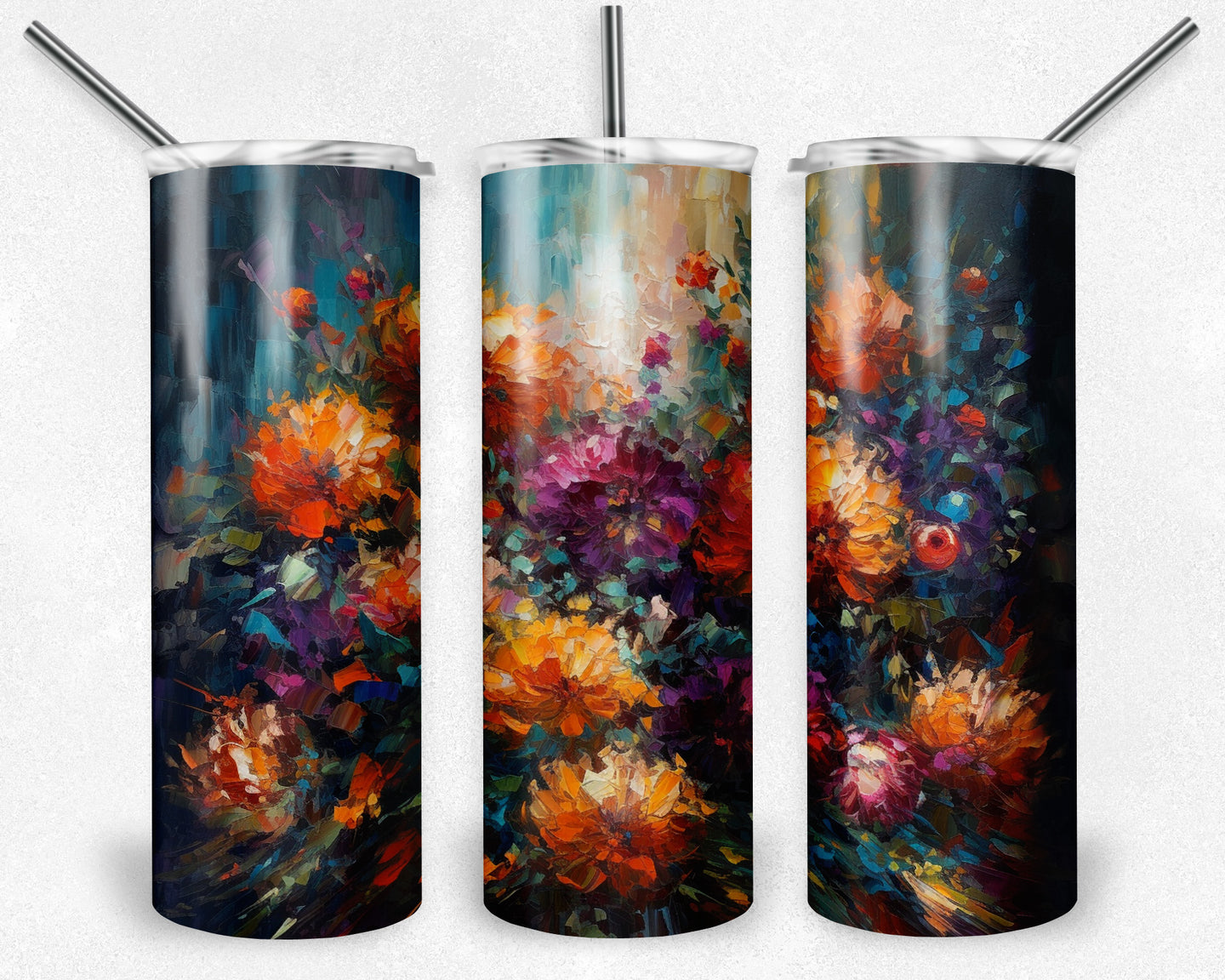 Acrylic Painting Style Bright Flowers Design