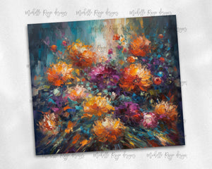 Acrylic Painting Style Bright Flowers Design
