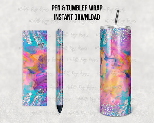 Rainbow Silver Glitter Alcohol Ink Combo