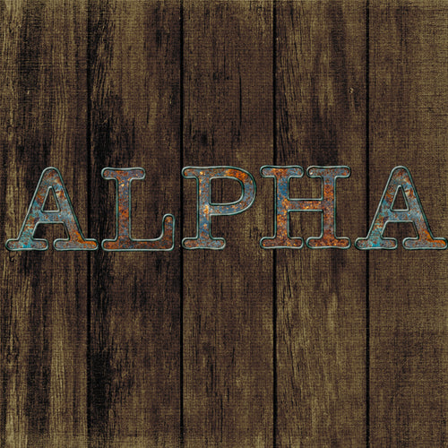 Masculine Patina Metal PNG Alphabet