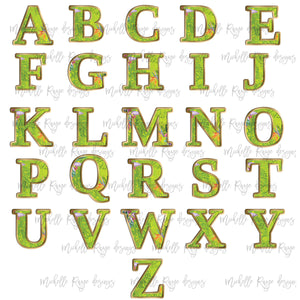Lime Green Tropical Floral Alphabet