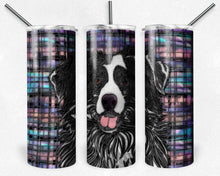 Load image into Gallery viewer, Black and White Australian Shepherd Dog Stained Glass