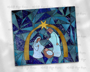 African American Baby Jesus Nativity Scene Stained Glass