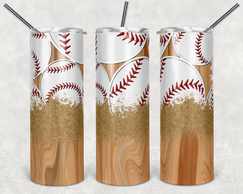 Baseball and Dirt on Wood Grain