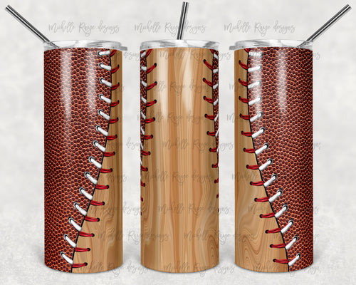Football and Wood Grain Baseball