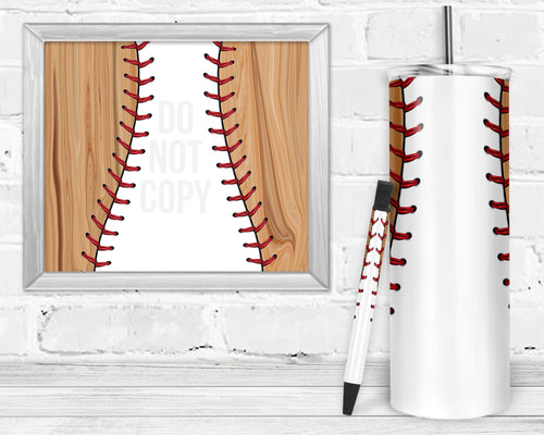 Baseball Wood Epoxy Pen Wrap and Tumbler Combo