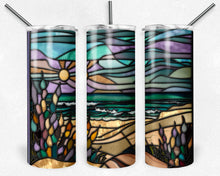 Load image into Gallery viewer, Pastel Beach Sunset Scene Stained Glass