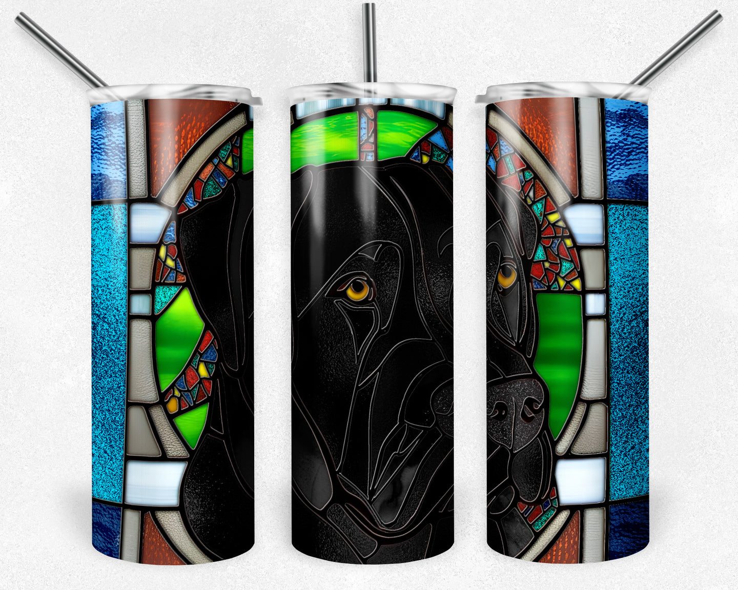 Black Lab Dog Stained Glass