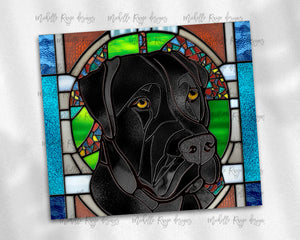Black Lab Dog Stained Glass