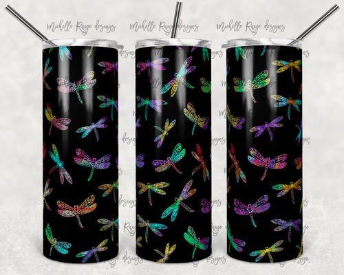 Black and Bright Rainbow Dragonfly Outlines