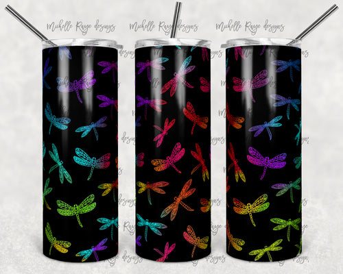 Black and Ombre Rainbow Dragonfly Outlines